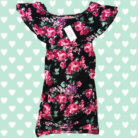 Floral Off the Shoulder Maternity Dress - Picture 2 of 3